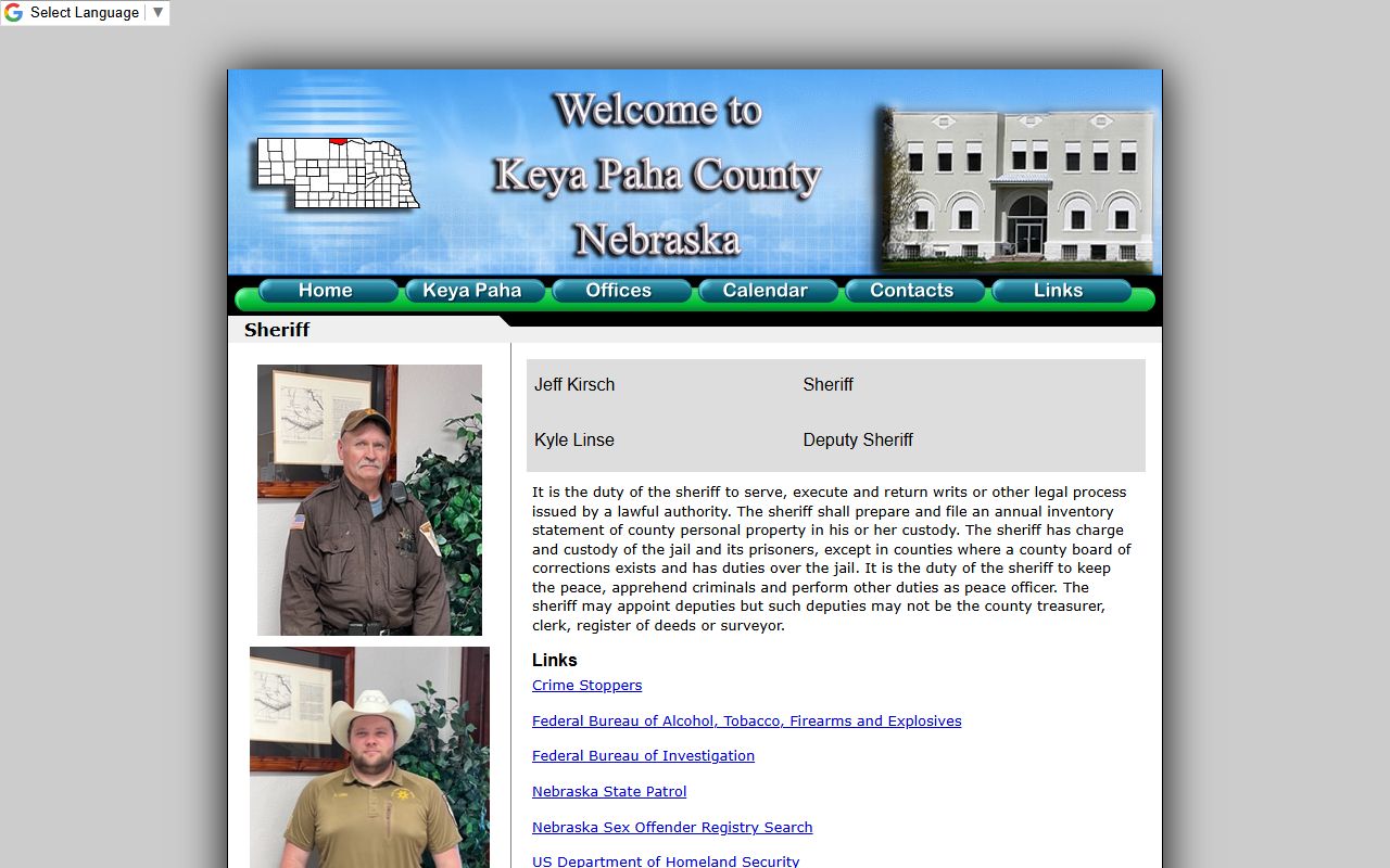 Keya Paha County Jail sheriff office inmate lookup page